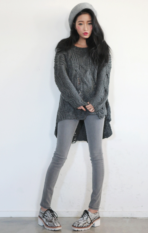 Distressed Cable Knit Sweater