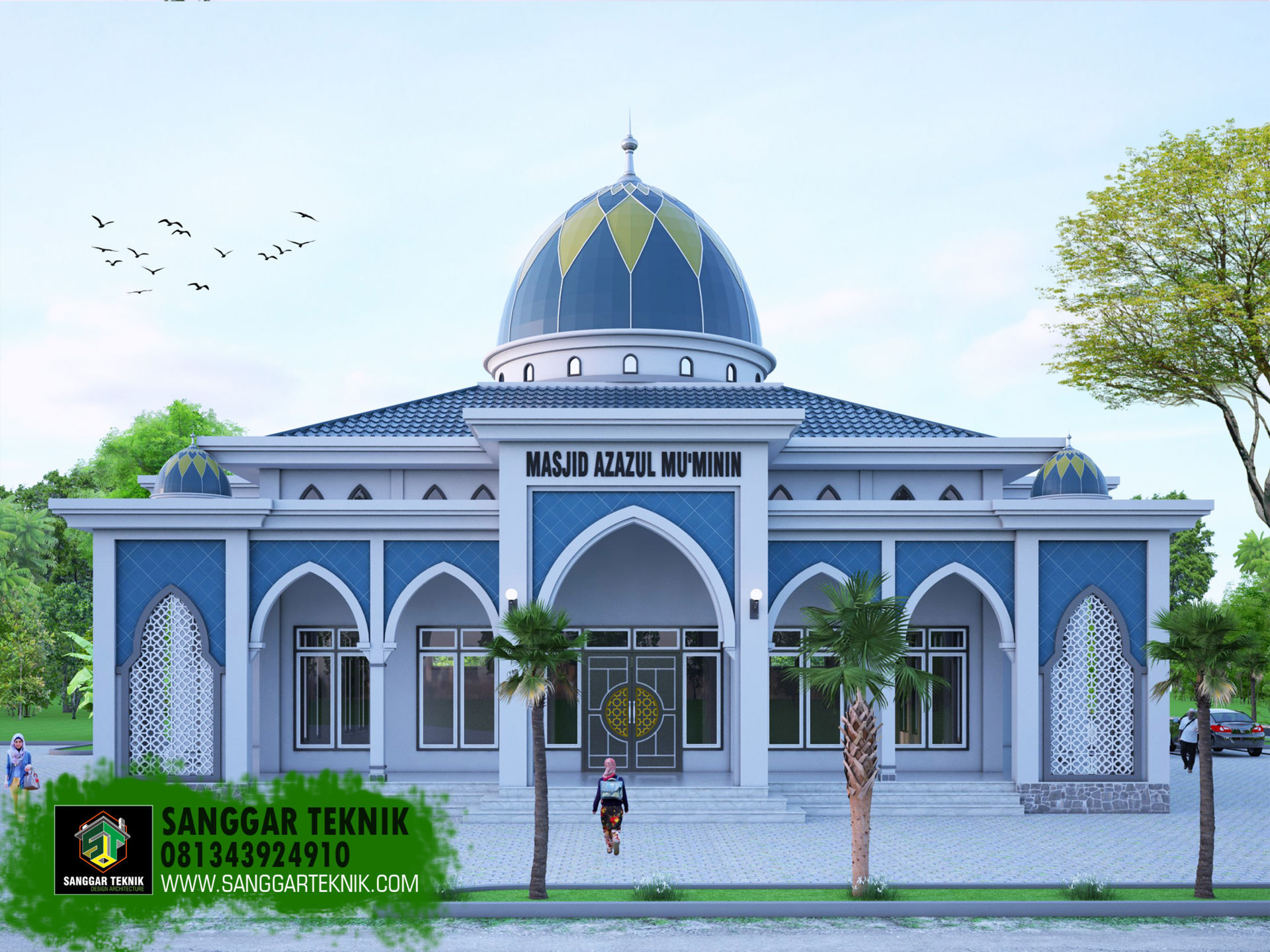 DESAIN MASJID  MINIMALIS  MODERN 20x20 1 LANTAI 