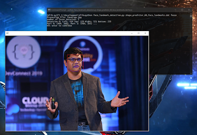 Dlib face landmark detection example running