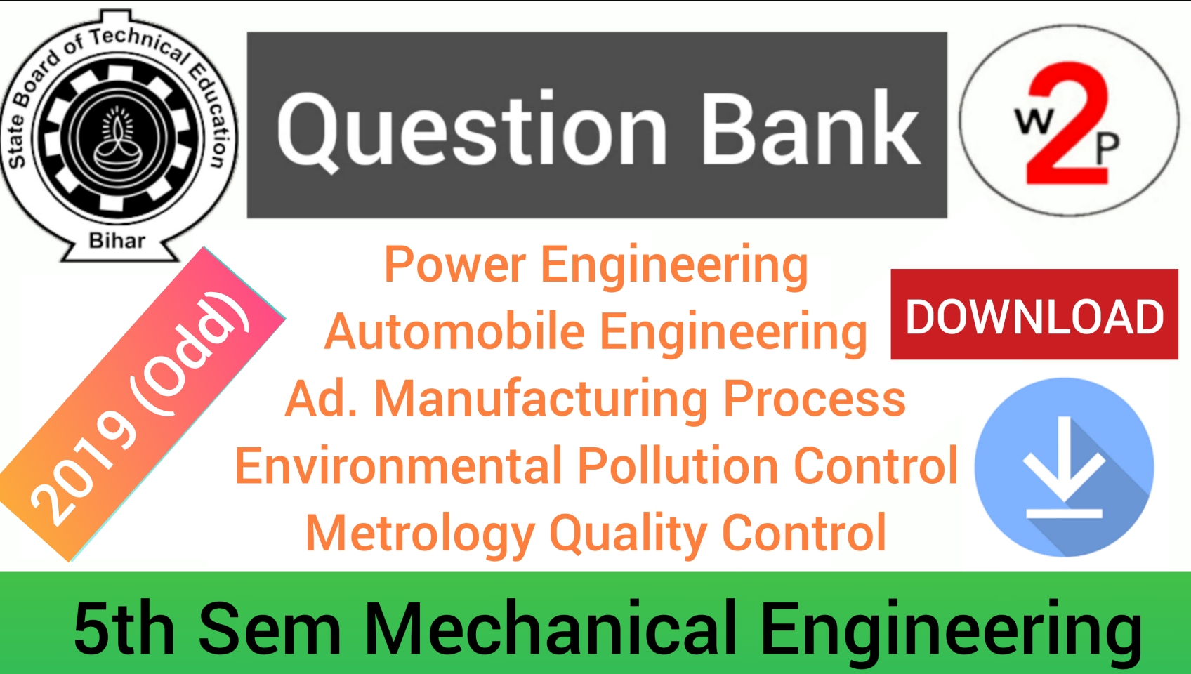 Download Question Papers of 5th Semester Mechanical Engg. | SBTE BIHAR