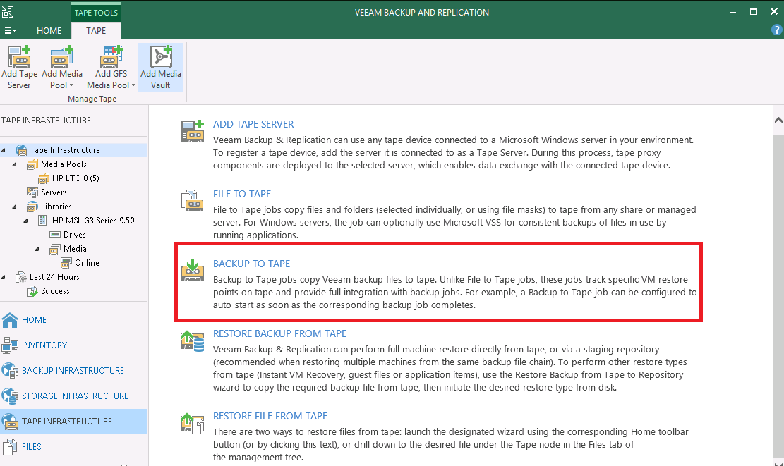 How to Create Backup Job on Tape in Veeam Backup and Replication