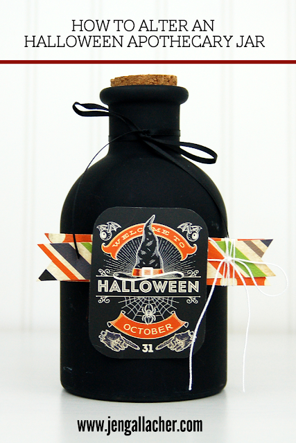 Halloween Apothecary Jar with www.jengallacher.com. #kidcraft #halloween #papercraft