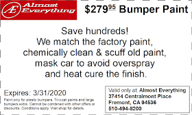 Discount Coupon $279.95 Bumper Paint Sale March 2020