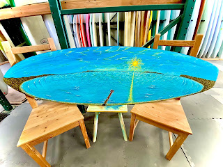 Original artwork by surfer shaped artist Paul Carter
