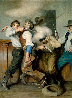 "Gunfight" by N. C. Wyeth oil painting 1916