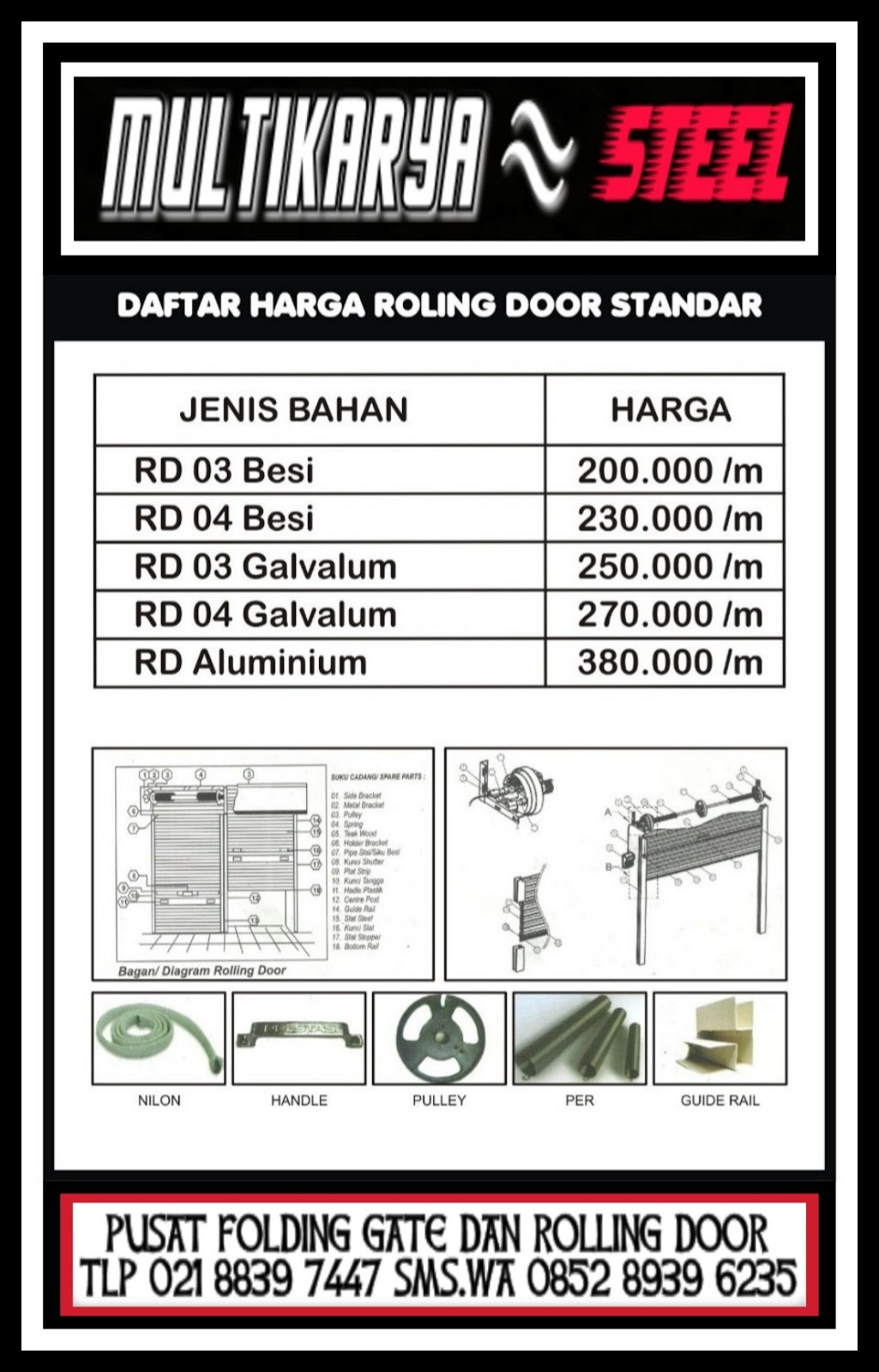 Daftar Harga Pintu Harmonika Murah DAFTAR HARGA FOLDING 