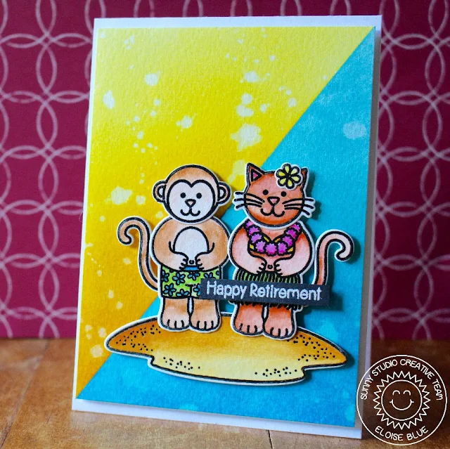 Sunny Studio Stamps: Comfy Creatures and Island Getaway Summer Card by Eloise Blue.