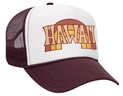 Trucker hat with Rainbow and Hawaii by artist heather brown