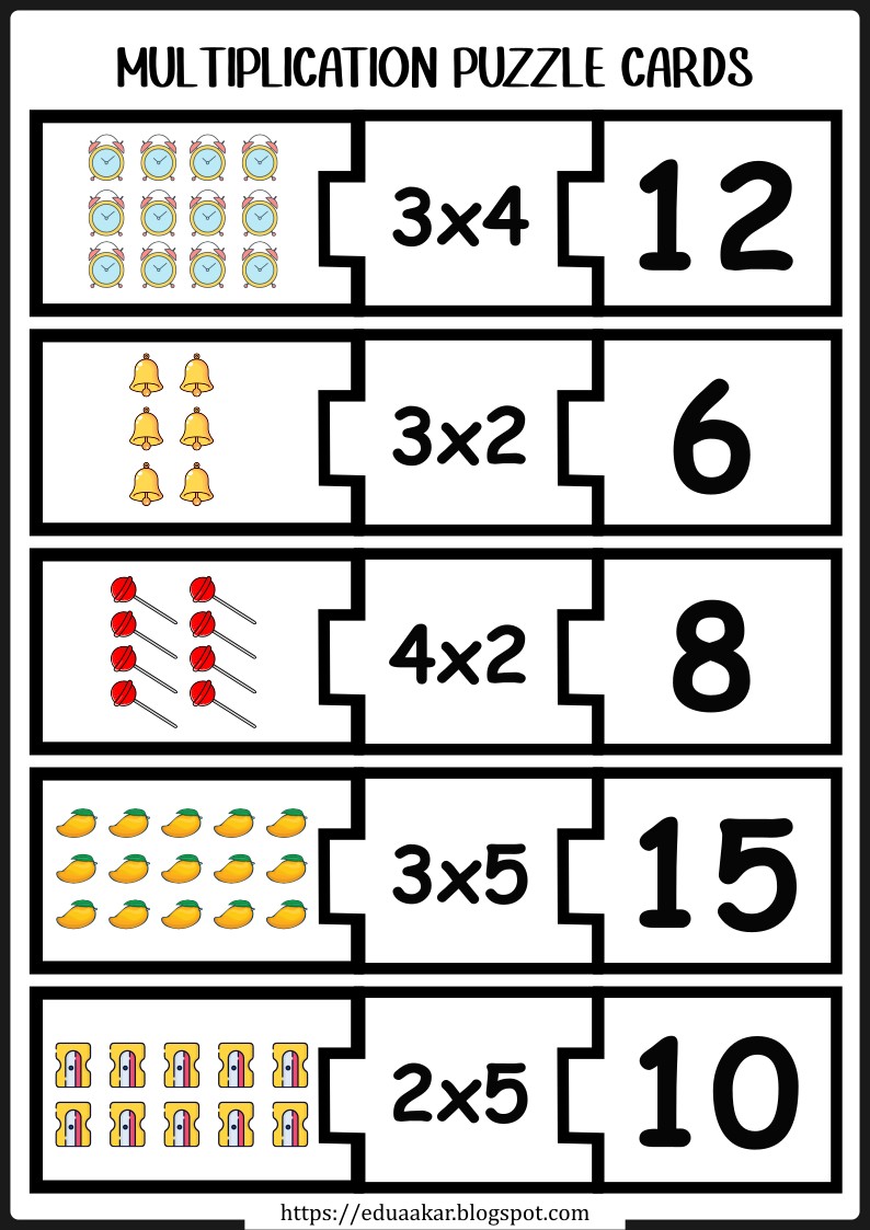 Multiplication Puzzle Cards Activity