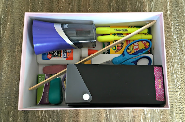 organizing homework study box for back to school