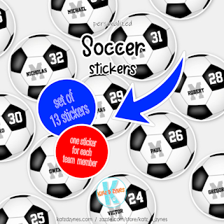 soccer stickers for boys or girls set of 13 - sports team gifts under 10