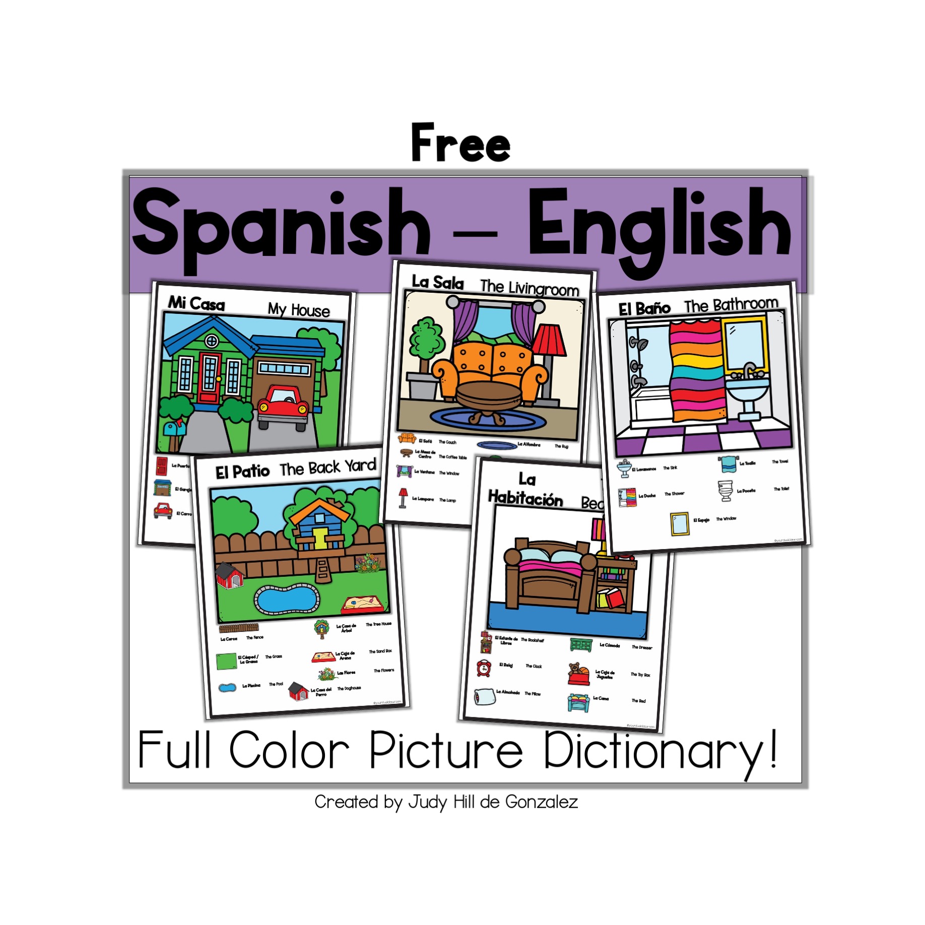 Images of freebie for Spanish-English picture dictionary