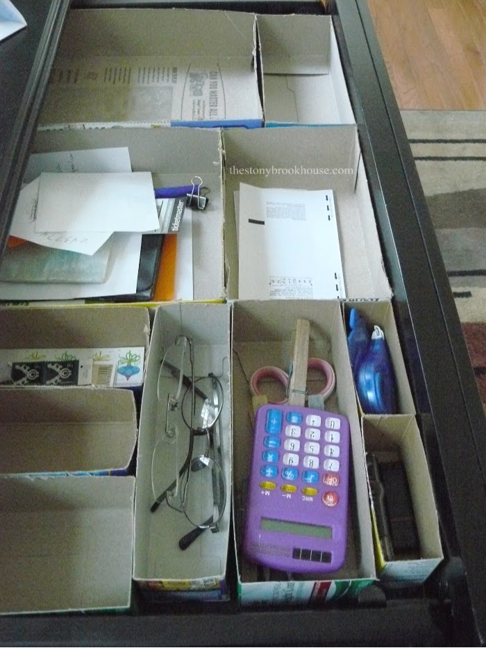 Dry fit boxes in the desk drawer