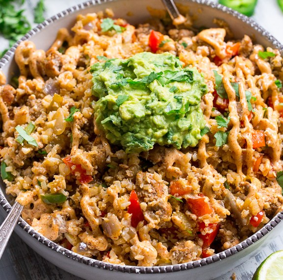 Mexican Cauliflower Fried Rice {Paleo, Whole30, Keto} #ketogenicdiet #healthyfood