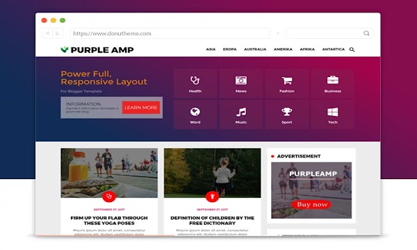 Purple AMP Responsive Blogger Template