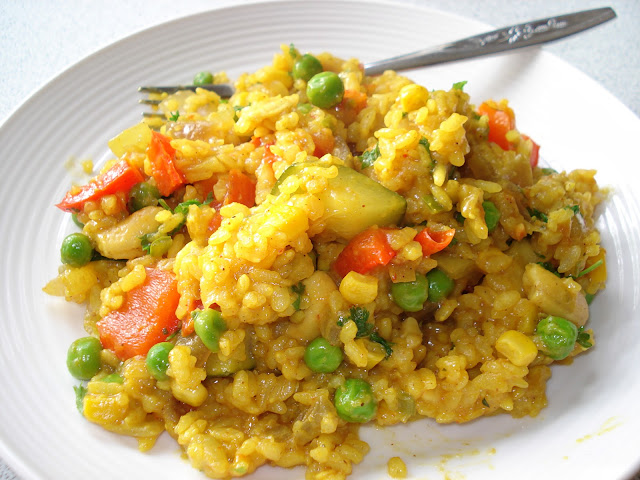 Vegetarian Paella served on a plate