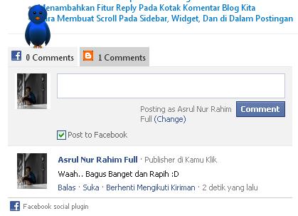 Cara Menggabungkan Komentar Facebook dan Komentar Blogger