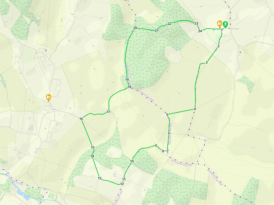 Map for Walk 212: Bramfield South Loop