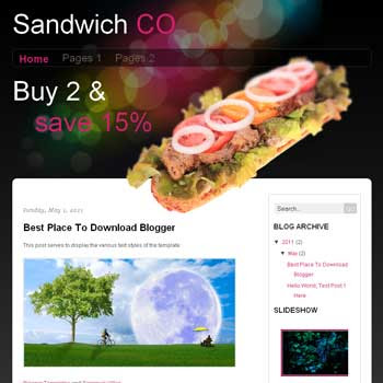 Sandwich CO Blogger Template. template blog simple and minimalist design blog