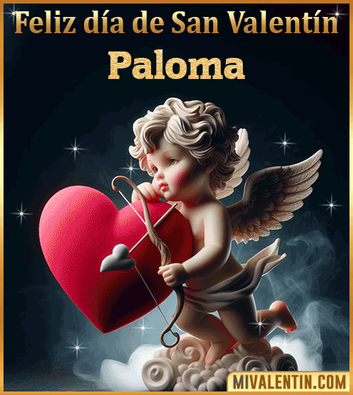 Gif de cupido feliz día de San Valentin Paloma