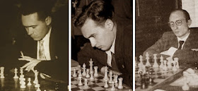 Los ajedrecistas Josep M. Ridameya, Miquel Farré y Josep Monedero