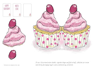 Smaller sized sample illustration of a cup=cake shaped card making sheet