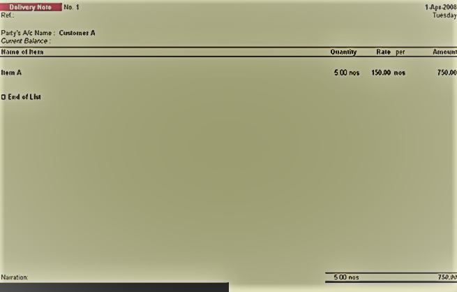 delivery note in tally in hindi