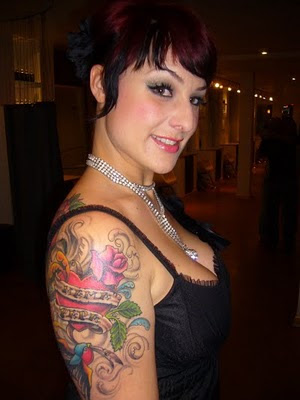 Heart Tattoo on Female Upper Arm