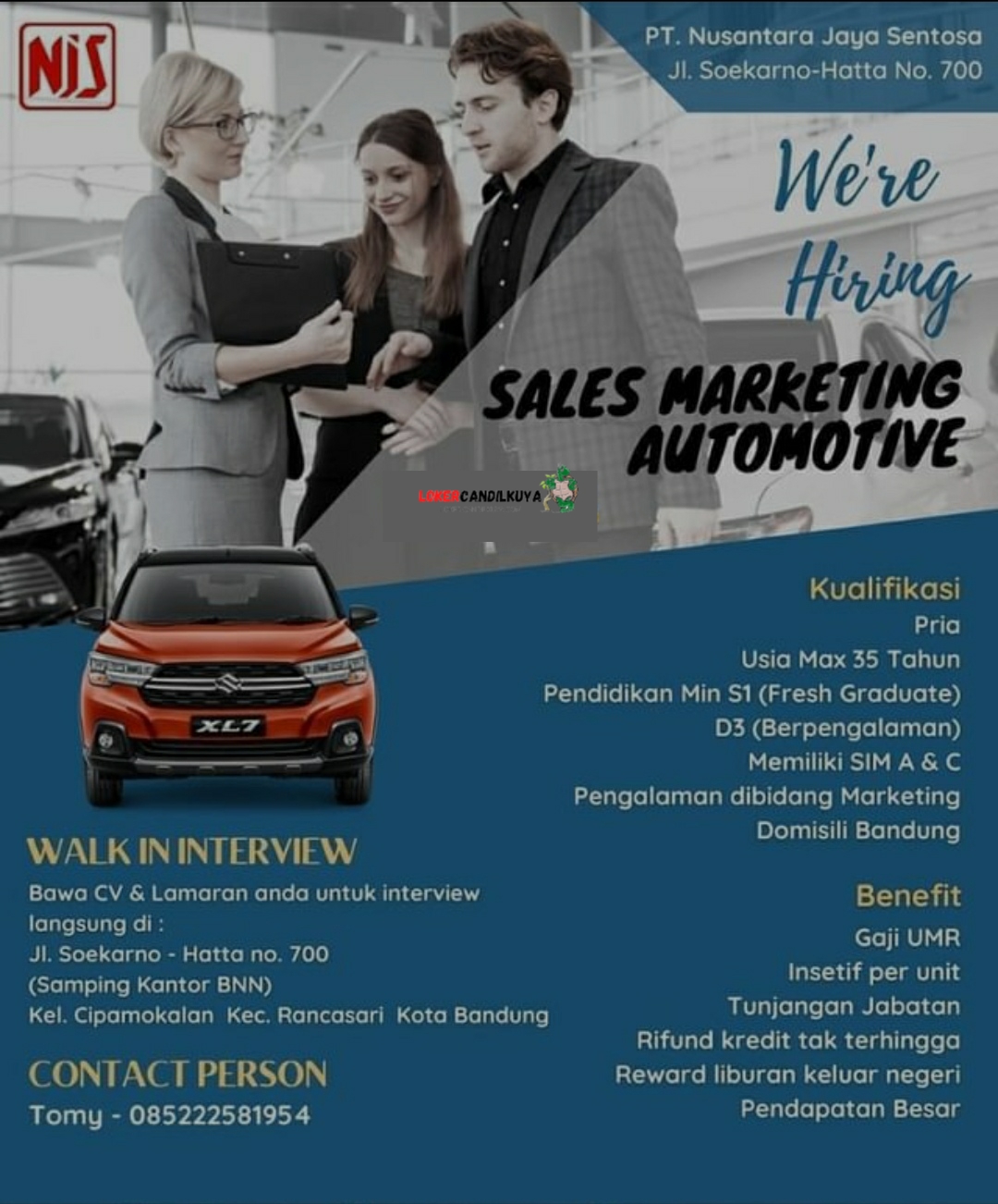 Lowongan Kerja Sales Marketing Automotive Bandung