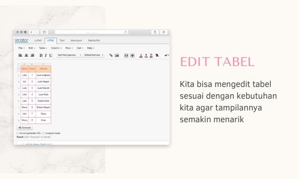 mengedit tabel