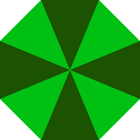 The octagon is made up of 8 green isosceles triangles