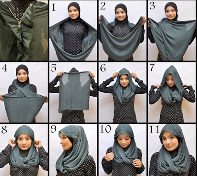 contoh foto tutorial hijab wanita modern simpel