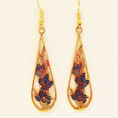 Long dropper Cloisonne earrings preowned