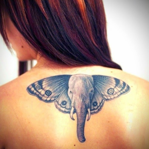 Elephant Design Tattoo, Women Back Elephant Animal Tattoo, Animal On Women Back Design, Designs Of Elephant On Women Back, Animals, Women, Artist,