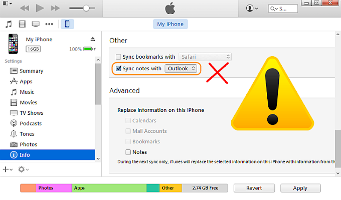  iTunes no longer syncs iPhone notes. Any solutions? 