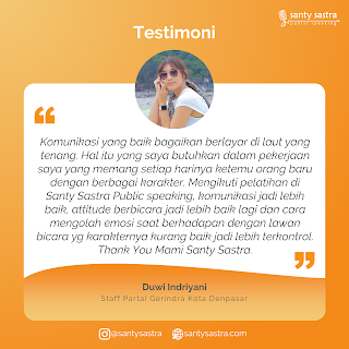 Testimoni Santy Sastra Public Speaking