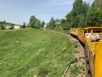 The Petit Train Jaune ascending into the Pyrenean highlands.
