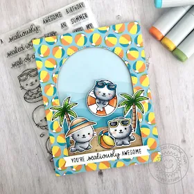 Sunny Studio Stamps: Stitched Arch Dies Sealiously Sweet Stitched Semi-Circle Dies Tropical Scenes Everyday Card by Tammy Stark