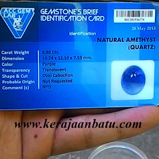 NATURAL AMETHYS QUARTZ BERMEMO ACC GEMS LAB KODE KB122