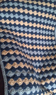 catherine wheel stitch  blue afghan 