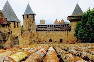 Pictures of France: Turrets and roof tiles of Carcassonne Castle