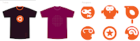 tshirt and pictogram design on new ubuntu theme