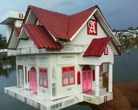  Cara  Membuat  Rumah Miniatur Dari  Bungkus Rokok  Kreasi 