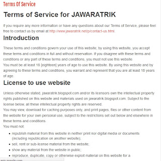 Cara Membuat Terms Of Service (TOS) Di Blog