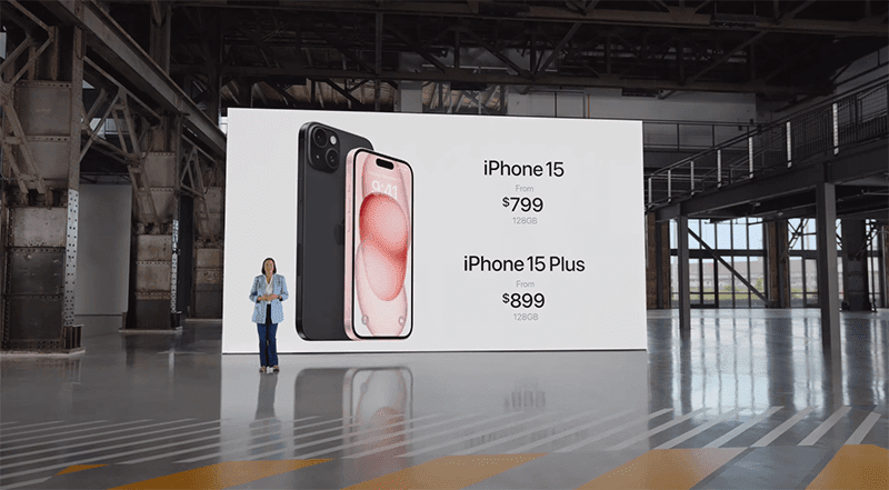 The US pricing of iPhone 15