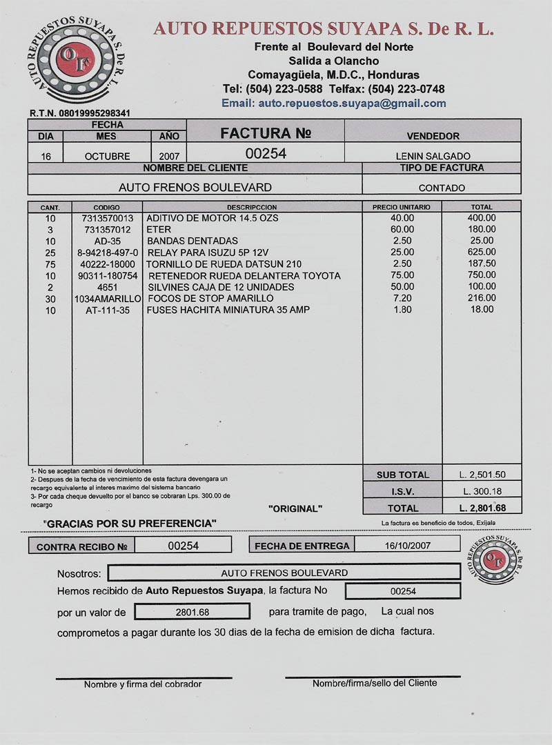 Informática 2 LN: FACTURA MODELO