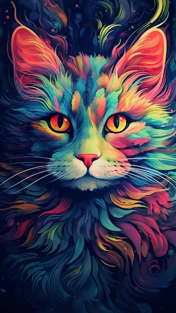 Gatinho, Gato, Colorido, Arte Digital, Wallpaper
