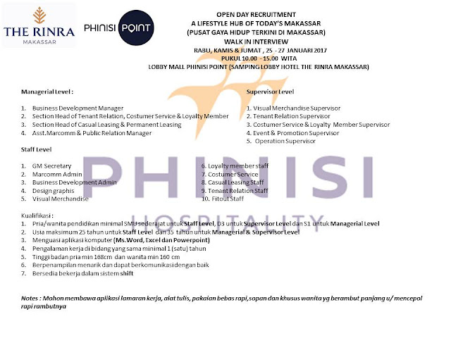 Lowongan Kerja Phinisi Hospitality Makassar