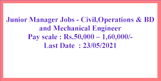 Junior Manager Jobs - Civil,Operations & BD and Mechanical Engineer