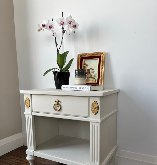 Matching Warm White & Gold Nightstand